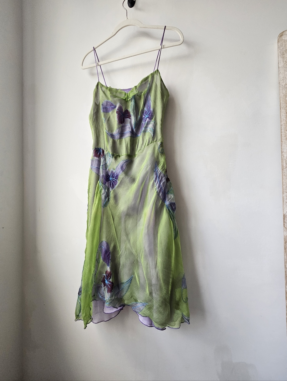Vintage Handmade Embroidered Layered Silk Watercolor Fairy Dress - Picture 3 of 14